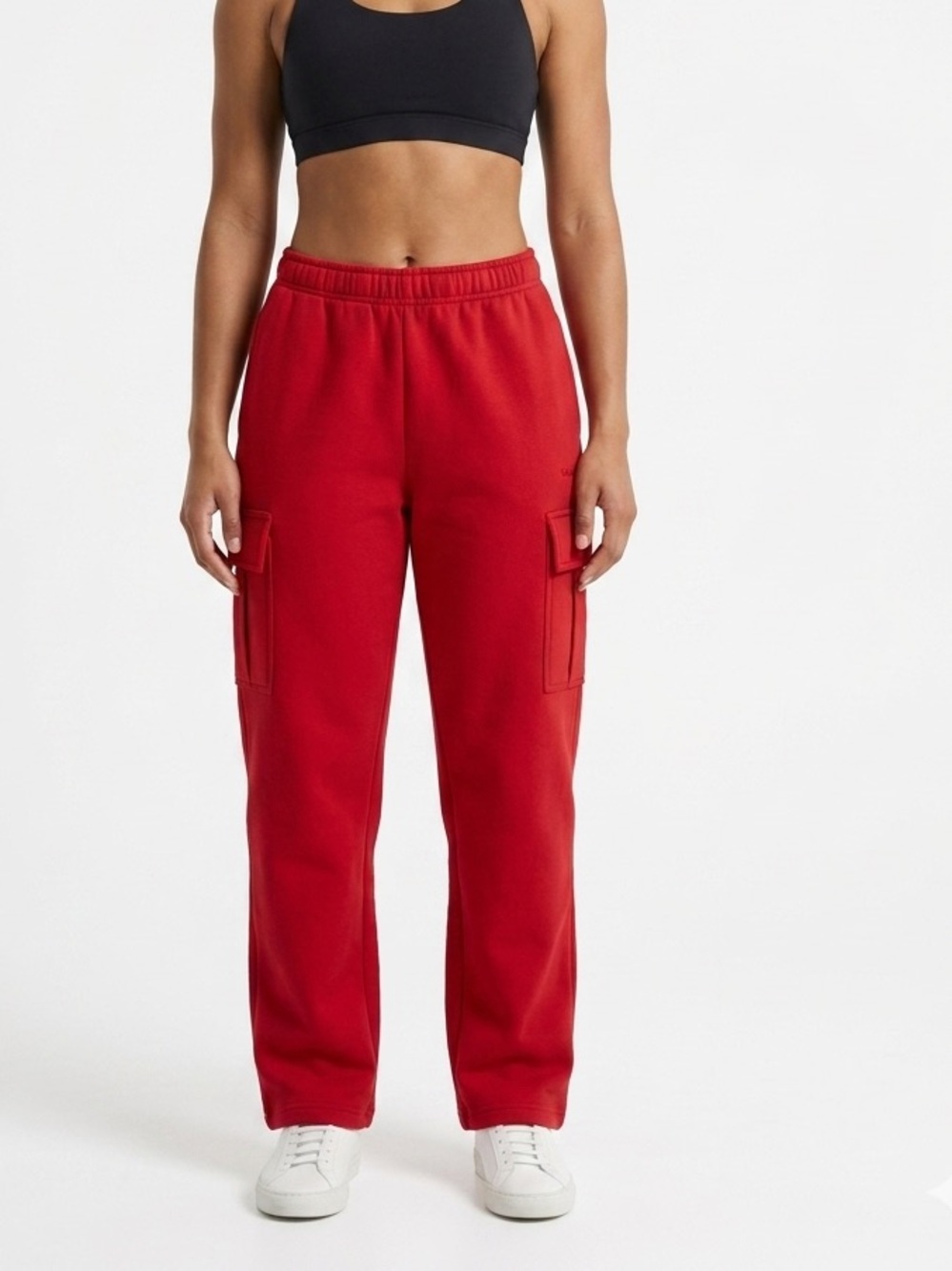 Aritzia TNA Cozy Sweatfleece Mega Cargo Sweatpants Women's Straight Leg Red S